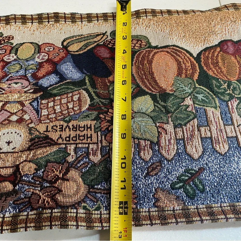 Happy Harvest table runner 70 " -73" vintage pumpkin scarecrow fall Thanksgiving - Picture 9 of 9